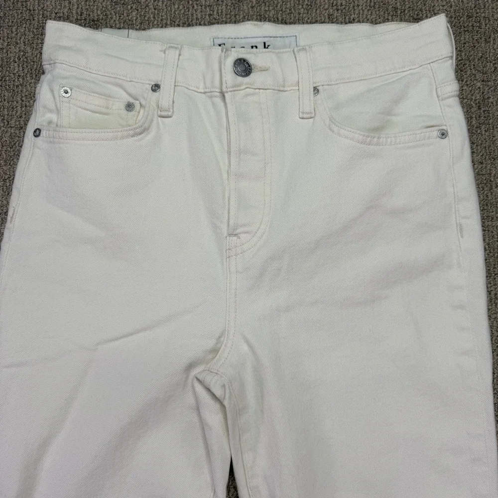 Frank & Eileen Cork Raw Hem Cropped High Rise Jeans Size 28 White Button Fly